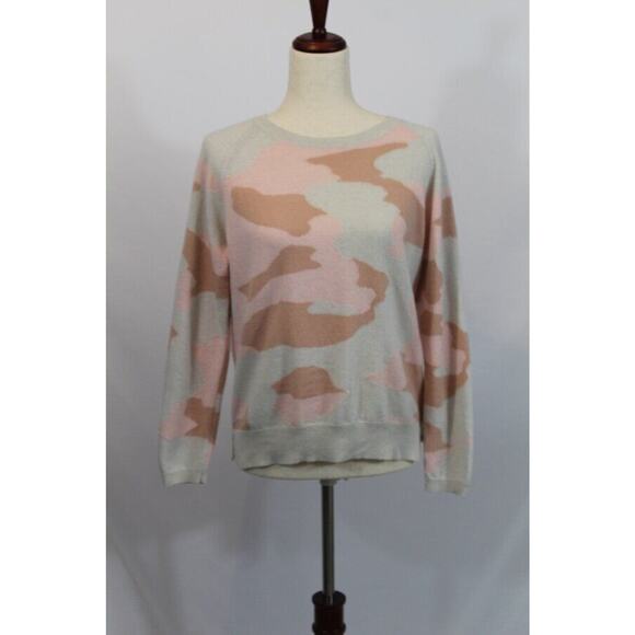 JUMPER 1234 Sz 1 S Small Pink Camo Pullover 100% Cashmere Sweater - Picture 1 of 7